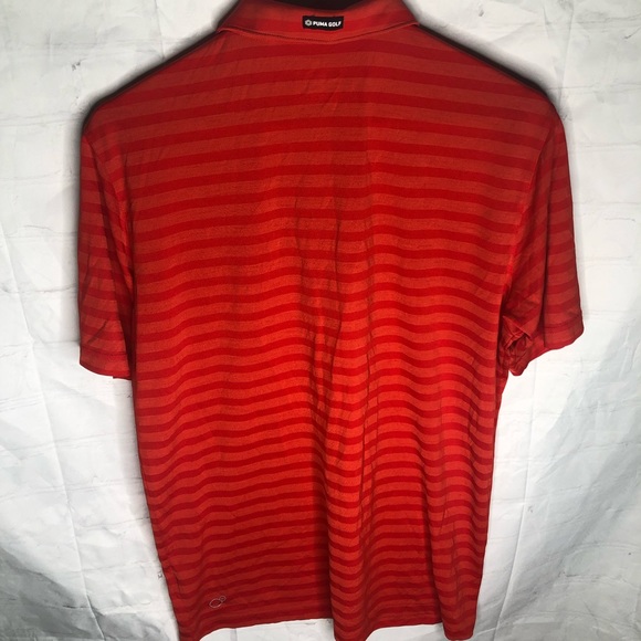 Puma Golf Mens Polo DryCell Athletic Short Sleeve Shirt Red Striped Size Medium - Picture 2 of 10